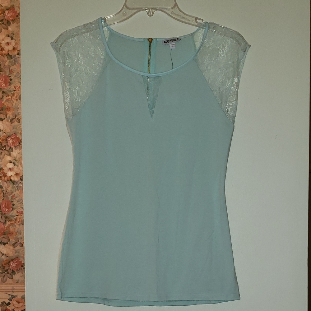 Express Mint Green Top with Lace